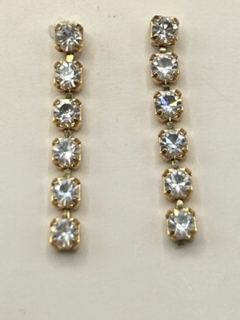 VTG Gold Drop Cubic Zirconia Diamond Earrings Dangle Style​ - Picture 12 of 13